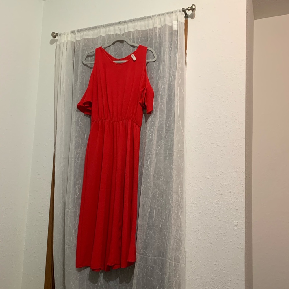 Red Jumpsuit with Cold Shoulders